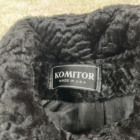 Komitor retro Mod faux fur black mid length coat, size Large or XL - Picture 9 of 9